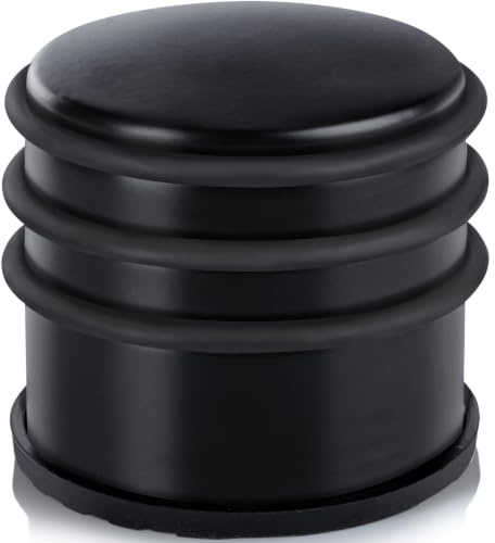 Designer dörrstopp av rostfritt stål gummi dörrbuffer dörrhållare stopp 1,2 kg (svart 7 x 6 cm, 1 styck)