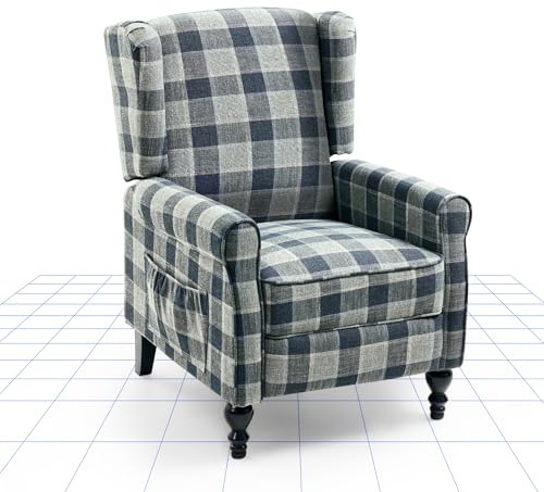 FLEXISPOT Recliner Chair Adjustable Armchair for Relaxing Accent Chair Pushback for Living Room Bedroom Wing Back Reclining Sofa, Grey