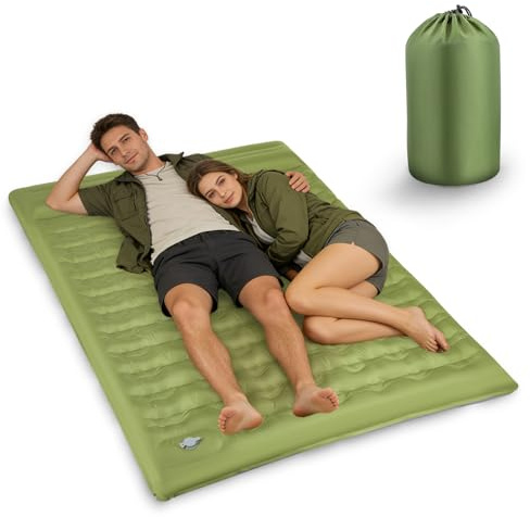 Yapasopu materasso matrimoniale gonfiabile 15cm di spessore extra,190*140*15cm materassino campeggio con cuscini e pompa a pedale,materasso autogonfiabile ultraleggero per all'aperto massimo 250KG