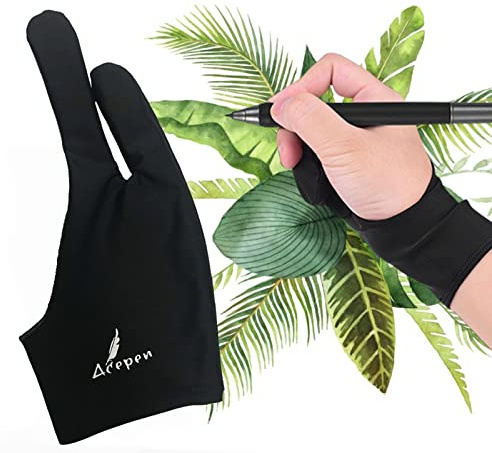 TFixol Tvåfinger konstnär handske minska friktionen lämplig för höger vänster hand kompatibel med grafik ritning ljusbox