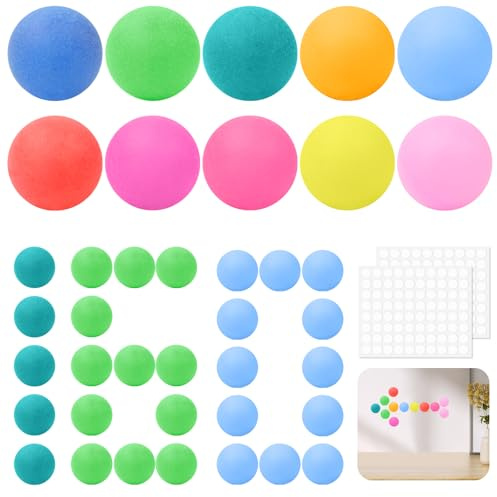 Hexizexi Pelotas de ping pong de 40 mm, coloridas, con pegatinas para decoración de fiestas, juegos, manualidades, proyectos de bricolaje