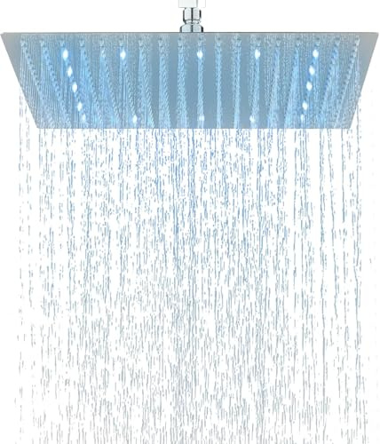 JUNSOTTOR Regendusche Duschkopf 16 Zoll, Quadrat Regenduschkopf 40x40cm, Edelstahl Duschkopf Gartendusche Durable, Selbstreinigende