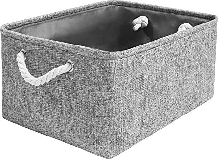 Mangata Foldable Storage Box, Thickened Fabric Storage Basket with Handles for Shelves Toy (M, Grey)