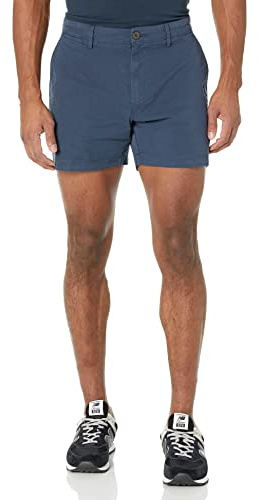 Amazon Essentials Pantaloncini Chino Slim Fit Elasticizzati Comodi e Senza Pieghe sul Davanti 13cm Uomo, Blu Marino, 38W