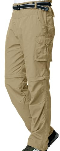 Jessie Kidden Pantalones cargo convertibles de secado rápido para hombre, ligeros, con cremallera, para pesca, viajes, safari, senderismo, caqui, 44