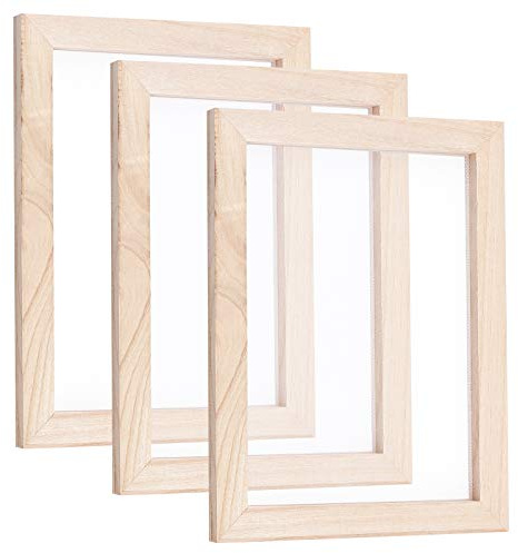 SUPERFINDINGS 3 pezzi 24,9 cm Rettangolo Burly Legno Carta Fare Stampo Telaio Schermo Strumenti Deckle Schermo Stampa Cornice Schermo Cornice di Stampa per Fai Da Te Carta Artigianato