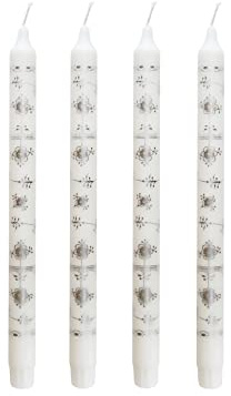 Kunstindustrien® Tapered Candles, Made in Denmark, Royal Danish Design, Dripless & Smokeless Dinner Candles, Candles Long Burning 12 Hours, Unscented Candle Gift Set, 4pcs. 2.3 x 30cm (Silver Fluted)