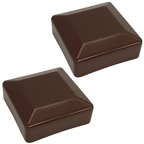 SKIR'CO 2 tapas cuadradas para postes de valla, 70 x 70 mm, color marrón RAL 8028