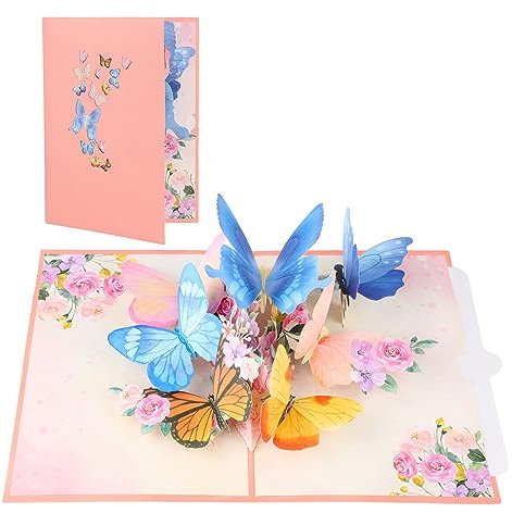 Pop-Up Grußkarte, 3D Schmetterling und Blumen Karte für Frau, Freundin & Mutter （Geburtstagskarte, Gedenkkarten, Dankeskarten, Hochzeitskarten, Gute Besserung Karte）, Gardenienduft