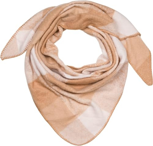 styleBREAKER Dam XXL Web trekantig halsduk med färgglatt rutmönster, triangulär duk, rutig, vinterhalsduk varm mjuk, duk 01020050, Ljusbrun-beige, En Storlek