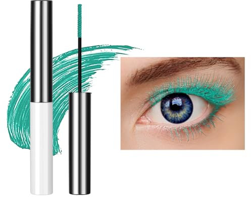 Rímel de Colores, 5ml Máscara de Pestaña Volumen y Longitud, Máscara de Pestañas de Colores Resistente al Agua y al Sudor, de Larga Duración y no se Desvanece (Verde)
