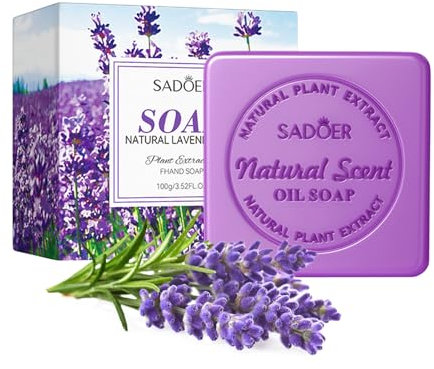 Sapone Lavanda, Saponette Naturali con Oli Essenziali, 2 Pezzi Saponetta Mani Idratante, Saponetta Solida da 100g per Capelli, Viso, Corpo, Sapone Fatto a Mano per Bagno, Lavaggio