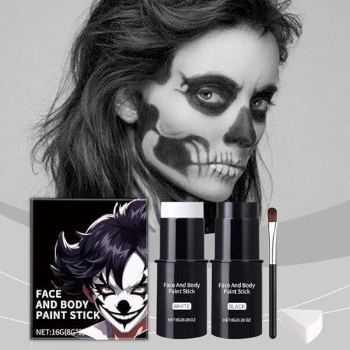 EONFAVE Bodypainting färger, vit och svart creamy bländable stick