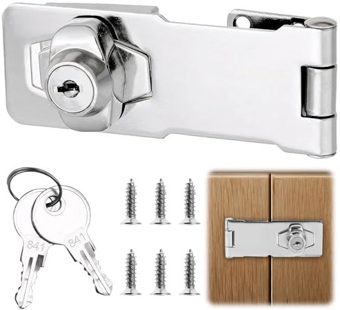 YUWJOOWEE Türschloss mit Schlüssel Sicherheitsüberfalle Abschließbar Überfalle mit Schloss Schrankschloss mit Schlüssel für Türen Haustür, Garagentor, Holzkiste, Fenster, Schränke (3 Zoll)