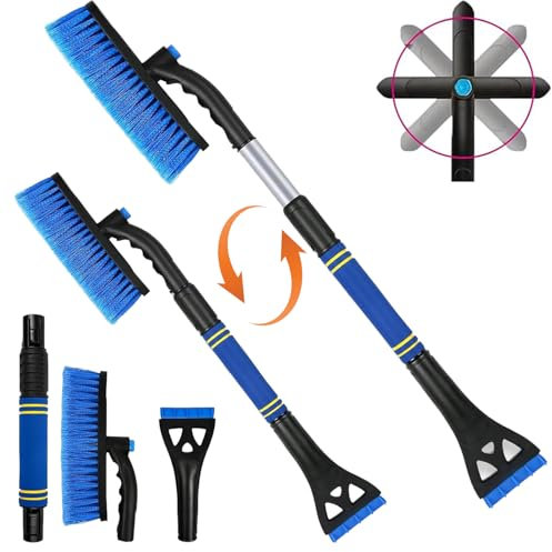 Rascador de Hielo para Coche con Escoba, Cepillo de Nieve Extraíble, 3 en 1 Rascador de Hielo con Cepillo de Nieve, Cepillo para Nieve Extensible, Cepillo de Nieve del Coche, Cepillo de Nieve (M1)