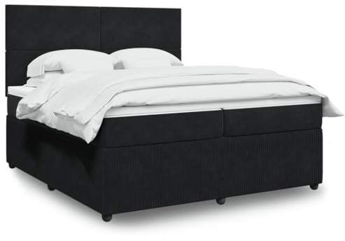 qohoio Boxspringbett mit Matratze Schwarz 200x200 cm Betten Bett Mit Matratze Bett Boxspringbett Schlafzimmer MöBel Samt - 3294726