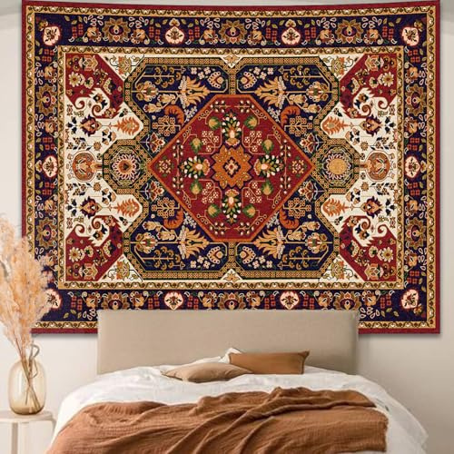 Apdidl Boho Hippie Wall Tapestry for Bedroom Aesthetic, Mandala Indian Bohemian Tapestries Art Decor, Vintage Orange Floral Cool Vertical Wall Hanging for Living Room Dorm 51 X 60