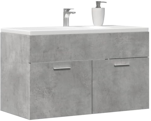 Gecheer Mobile Lavabo Bagno Grigio Cemento 90x38,5x46 cm Multistrato