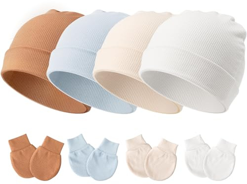 DRESHOW Bebé Gorro y Guantes para Bebé Recién Nacido Bebé Beanie Sombrero para Bebés Niños Gorros