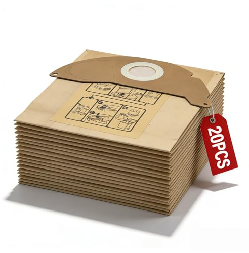 HIYOUNG 20 sacchetti per aspirapolvere Kärcher WD2, sacchetti 6.904-322.0, sacchetti WD2 Premium MV2 WD 2.200-WD 2.550 sacchetti filtro carta A2004 A2054 A2099