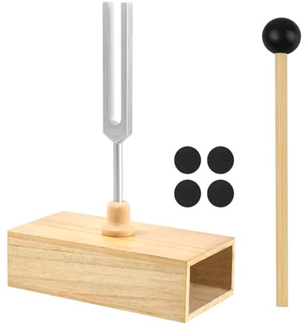 Stimmgabel-Set mit 432 Hz Resonatorbox aus Holz und Silikonhammer, Chakra-Stimmgabeln für Klangheilungstherapie, DNA-Reparatur, Stressabbau und Musikinstrument aus Aluminiumlegierung