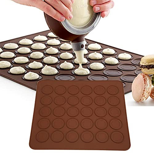 Fyearfly Tappetini da forno per macaron, 2 pezzi, in silicone, antiaderenti, per pasticceria, torte, accessori da cucina, per macaron, biscotti, pasticceria, pizza (30 fori)