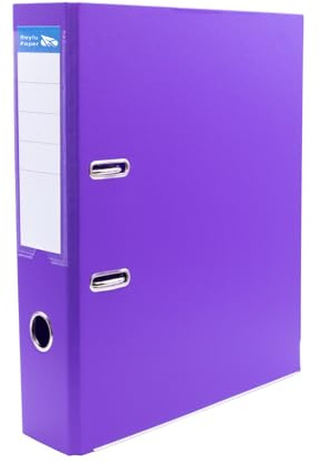 Raylu Paper Classeur à anneaux, dossier à tranche large 75 mm, classeurs de bureau à 2 anneaux avec levier d'ouverture douce et porte-cartes personnalisable (violet, feuille)