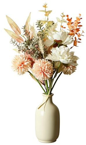 XIAOGUA Bouquet Fiori Finti per Decorazioni 44cm Fiore Secchi Decorativi Mazzo di Fiori Artificiali per Cimitero per Soggiorno Camera da Letto Tavolo da Pranzo Decorazioni Natalizie (Senza Bottiglia)