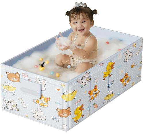 Bañera Bebé Plegable, Modelo Portátil para Recién Nacidos y Niños 0–3 Años, Diseño Ahorra Espacio con Animales, PVC Impermeable, para Ducha, Viaje y Casa, Amarillo