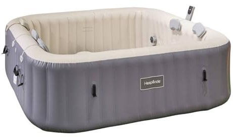 Hespéride - Spa Gonflable Comfy 5 Personnes Taupe, 293x230x71cm, 10 Hydrojets, 180 Jets d'air, Connecté WiFi - pour Jardin, Terrasse
