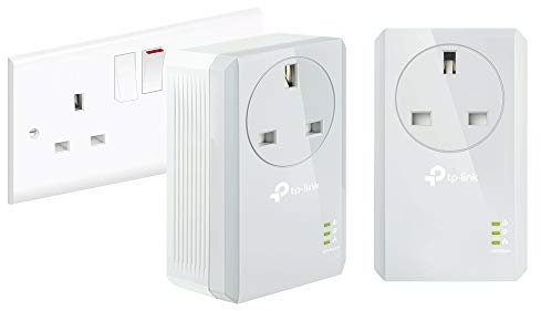 TP-Link TL-PA4010PKIT Passthrough Powerline Adapter Starter Kit, No Configuration Required, UK Plug, Pack of 2 (Renewed)