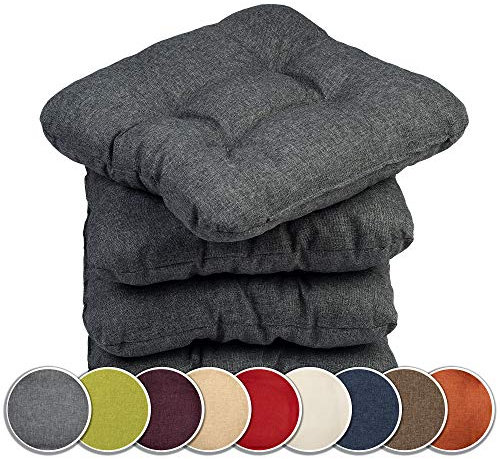 sunnypillow 4er Set Stuhlkissen 45x45 cm Bequeme 8cm Polsterauflage Auflage für Stühle/Bänke in Haus und Garten Sitzkissen Sitzauflage Gartenkissen viele Farben zur Auswahl Anthrazit