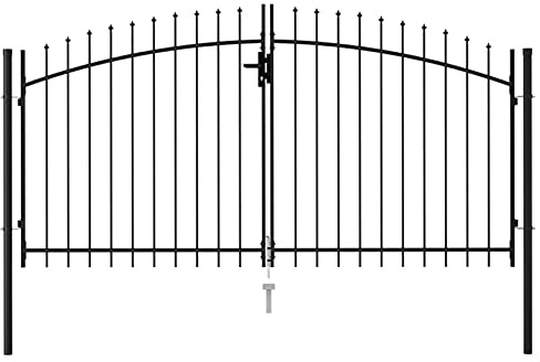 Gecheer Cancello da Giardino a Doppia Anta con Punte a Lancia in Acciaio Nero 300x150/175/200 cm 400x200/248 cm,Cacello per Recinzione,Cancello in Metallo,Cancello da Esterno,Cancello in Acciaio