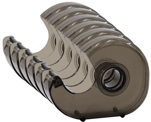 1InTheOffice Tape Dispenser Handheld, Refillable Hand held Tape Dispensers 1” Core, Translucent, Smoke/Plastic 6 Pack