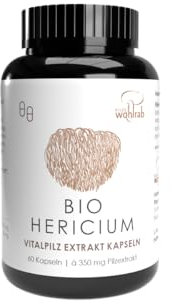 Pilze Wohlrab - BIO Hericium erinaceus Extrakt - 60 Kapseln - Igelstachelbart - 350 mg Lions Mane Extrakt je Kapsel - Vitamin C Acerola - Beta-Glucan