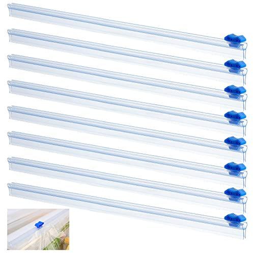 CRASPIRE 8pcs Slide Cutter 13 Reusable Food Wrap Cutter Blue Cling Film Cutter, Plastic Wrap Dispenser Refillable Home Kitchen Supply for Tin Foil Cling Wrap Paper