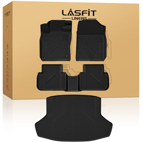 LASFIT Floor Mats & Trunk Mat for 11th Gen Honda Civic 2026 2025 2024 2023 2022 Sedan (Fits Rear Seats with or Without USB Ports), All Weather TPE Car Floor Liners,1st & 2nd Row & Trunk Liner