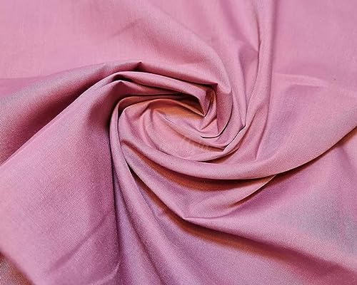 Plain Dusty Pink Polycotton Fabric for Dressmaking, Art & Craft, Sewing, Quilting | 45'' - 115 cm Wide| Precut Length 5m