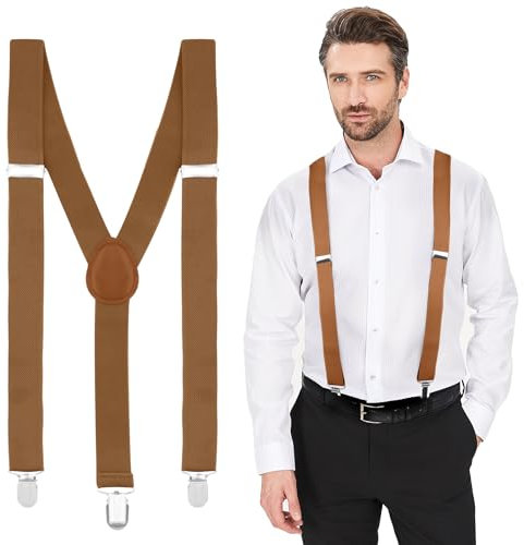 Yetuab Hosenträger Herren Extra Stark, Hosenträger für Arbeithosen Skihose, Hosenträger Herren Braun, Kamelhaar Breite Hosenträger Herren, Hosenträger Braun, Hosenträger Herren Schmal