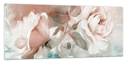 Vidrios decorativos 100x40cm Cuadro Sobre Vidrio Moderno Flores Romántico Rosas Grande Dormitorio Cocina Cuadros Pared Impresiones Decoracion Salon Impresión en Cristal Wall Art Prints GAB100x40-5505