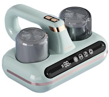 DESHVA Aspirapolvere da Letto UV 10000Pa, Macchina per la Pulizia del Divano, aspirapolvere Portatile Senza Fili, Vibrazione ad Alta frequenza, Contenitore per la Polvere da 200 ml- Green