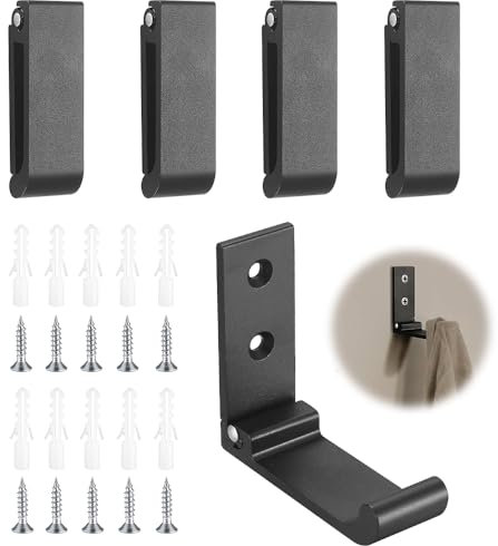 Wzhtuzi Faltbarer Wandhaken, 5 Stück Klapphaken 90° Faltbare Kleiderhaken Aluminiumlegierung Hochleistungs Haken Wandhandtuchhaken für Küche Bad Wand Jacke Handtuch Schlüssel Taschen Haken, Schwarz