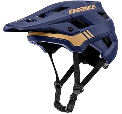 Fahrradhelm Mountainbike Helm Visier Abnehmbar MTB Helme für Herren Damen Erwachsene Jugend (Blau, M(55-58CM))