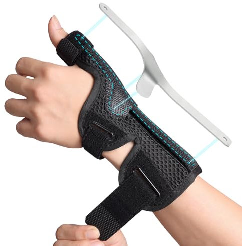 DrFinger Daumenbandage Daumenschiene für Rechts und Links, Daumenorthese für Arthrose, Arthritis, Blackberry Daumen, Sehnenscheidenentzündung, Schnappdaumen - Atmungsaktive -Schwarz (L/XL)