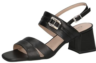 CAPRICE Sandali da donna con tacco in pelle Eleganti, Nero (Black Nappa), 38 EU