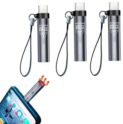 Lot de 3 briquets de type C, branchez votre téléphone portable et soufflez pour fonctionner, pour téléphones portables, tablettes, alimentation mobile, pas besoin de charge, s'éteint automatiquement