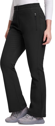 33,000ft Women's Softshell Pants Waterproof Hiking Trousers Thermal Fleece Lined Outdoor Ski Snow Winter Windproof Ladies Warm Casual Pants Black 29L*16