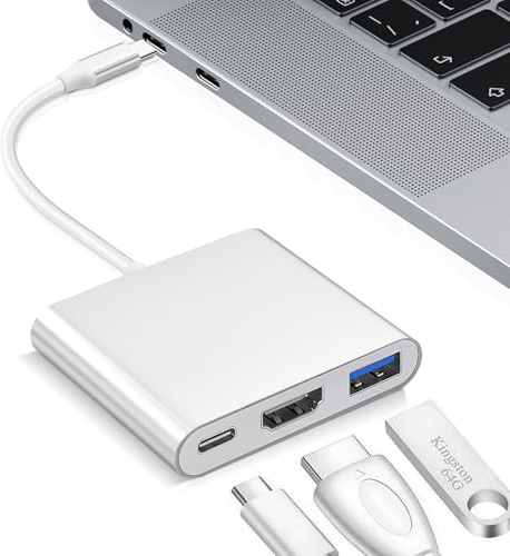 USB C to HDMI Adapter Multiport Hub, USB 3.0 Port and 100W Type C Charging Port with 4K HDMI, Plug & Play Type-C Adapter for MacBook, MacBook Pro, iPhone 15 Pro, Air, iPad Pro