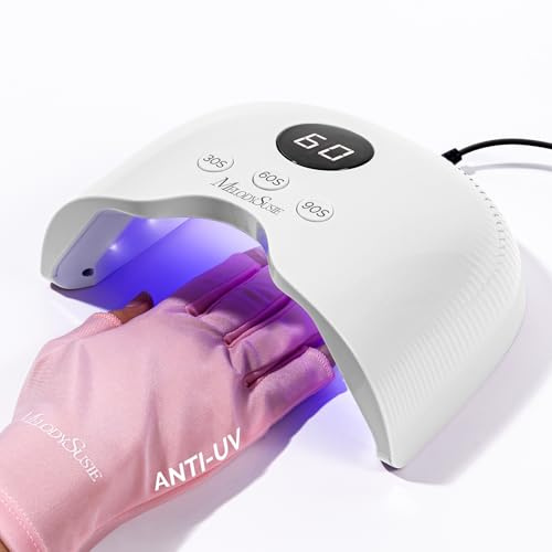 MelodySusie UV Nail Lamp P-Plus30A with UV Gloves for Gel Nail Polish 24W