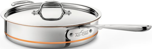 All-Clad Euro Copper-Core 6403SS Saute Pan with Lid 26.7 cm, 3.8 L, Suitable for Induction Cookers, Stainless Steel